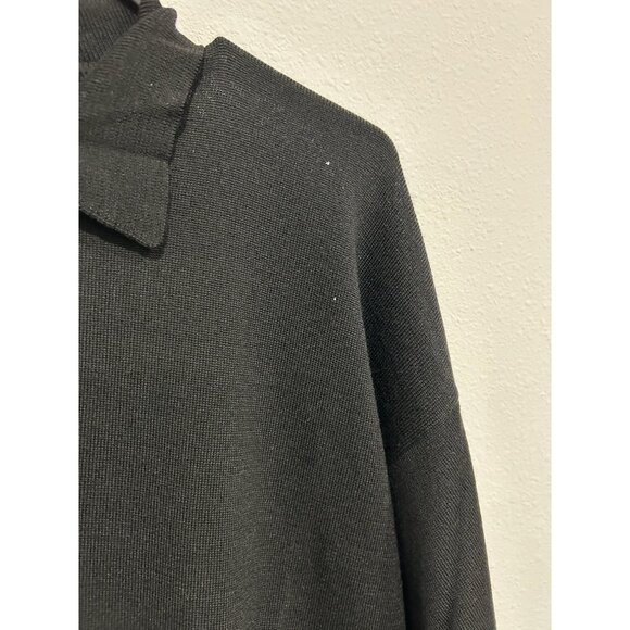 Neiman Marcus Mens Black Merino Wool Polo Sweater L Made In Scotland - Picture 4 of 9